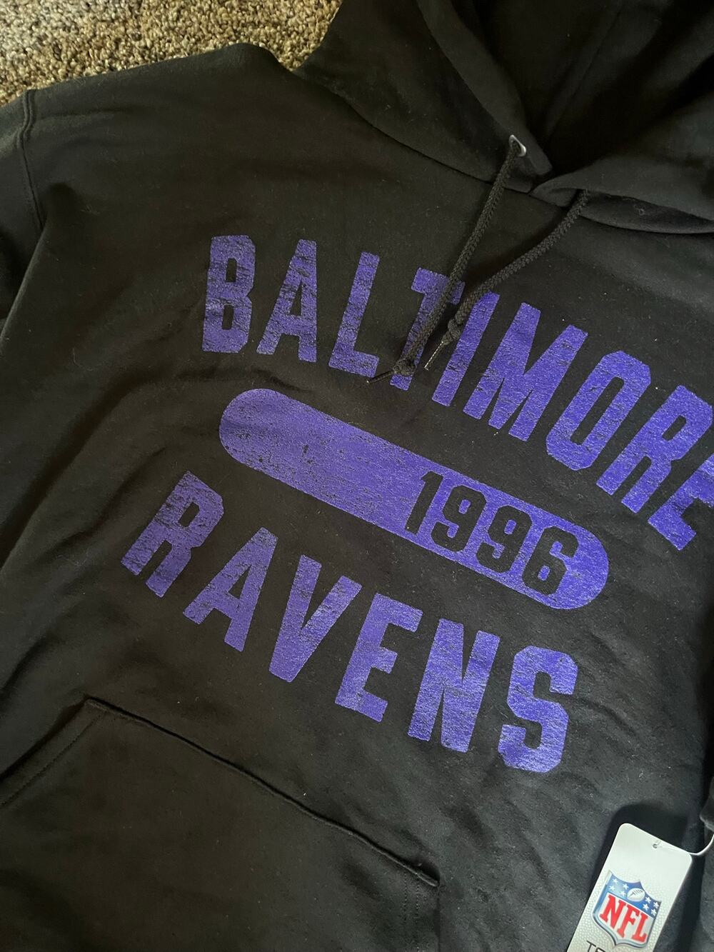 Baltimore Ravens Champion Medium Black Hoodie Sweatshirt (NWT)